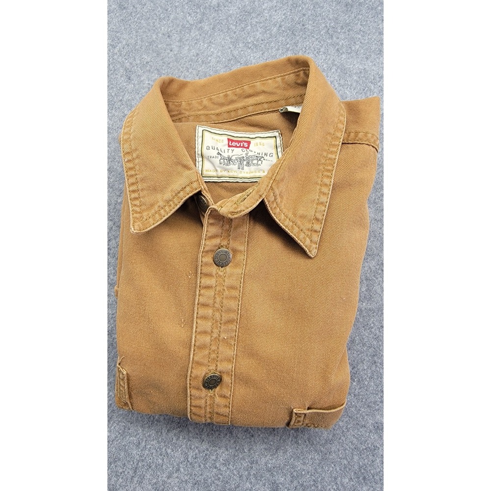 Vintage 90s Levi's Men's Red Tab Duck Canvas Long Sleeve Work Shirt Brown Medium - Picture 2 of 16
